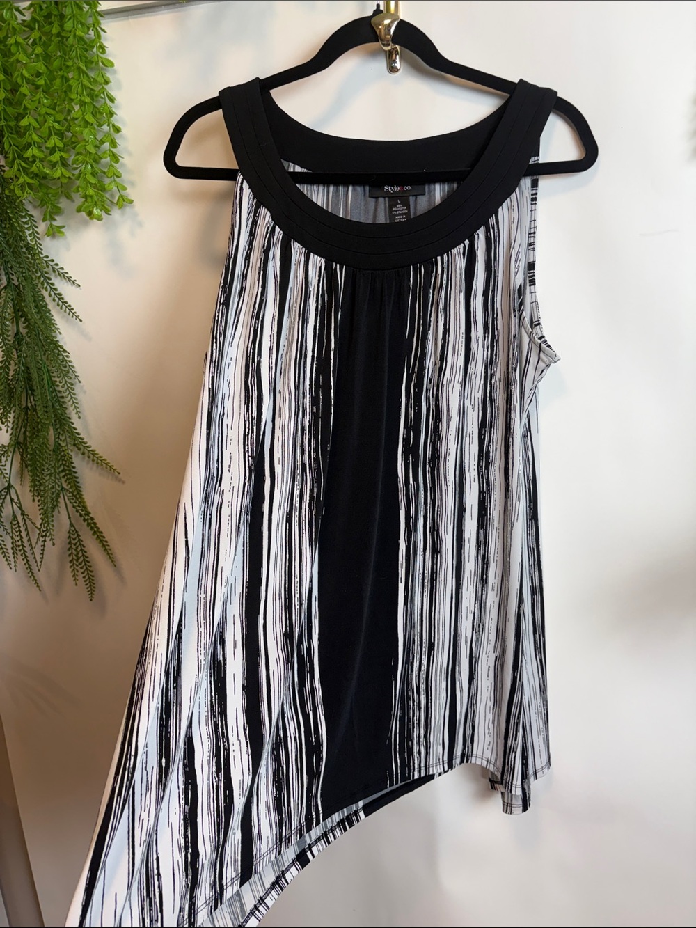 Style & Co. Black and White Striped Sleeveless Tank